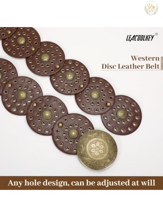 Women\'s Western Disc Belt Faux Leather Concho Waist Belt for Jeans Dress main image 4
